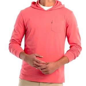 johnnie-O Eller Coral Hooded Long-Sleeve Shirt in Mens Large